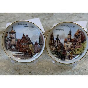 Vintage Reutter Porzellan Rothenburg Germany Mini Plates Plonlein Markusturm
